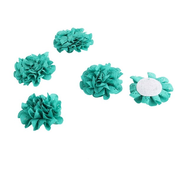 Home Living Room Bedroom Fabric Wall Decoration Handcraft DIY Flower Green 5 Pcs