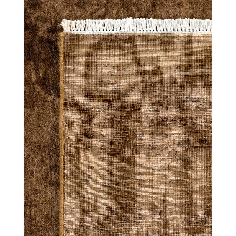 Overton Hand Knotted Wool Vintage Inspired Modern Contemporary Overdyed Brown Area Rug - 8' 1" x 10' 2"