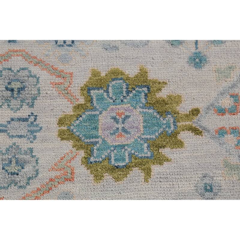 Hand Knotted Oriental 100% Wool Carpet Transitional All-Over Beige & Ivories Oushak Area Rug - 12' 2'' X 9' 1''