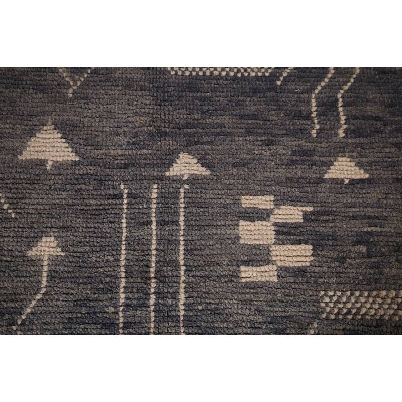 Gray & Blue Moroccan Area Rug Hand-Knotted Wool Carpet - 6'1"x 9'5"