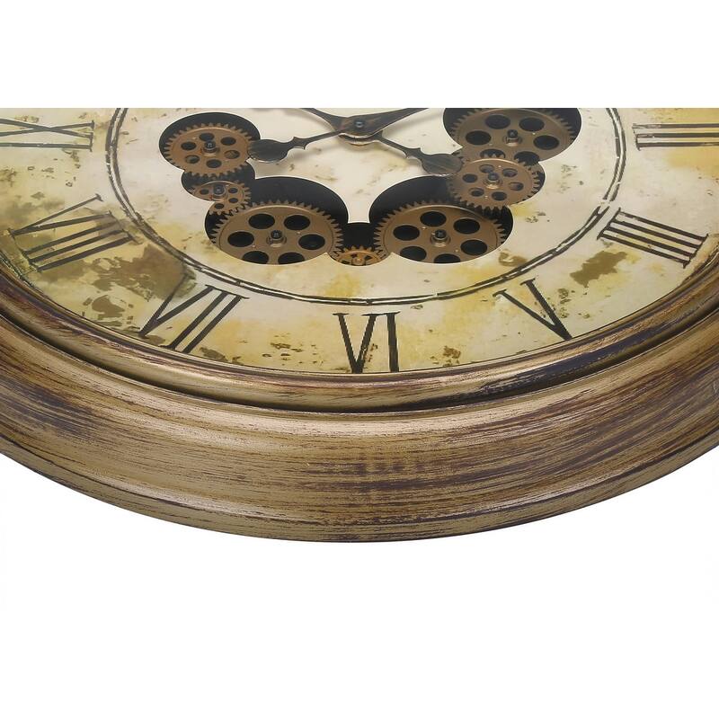 23 in Gear Mechanism Brown Wall Clock - 22.75 in
