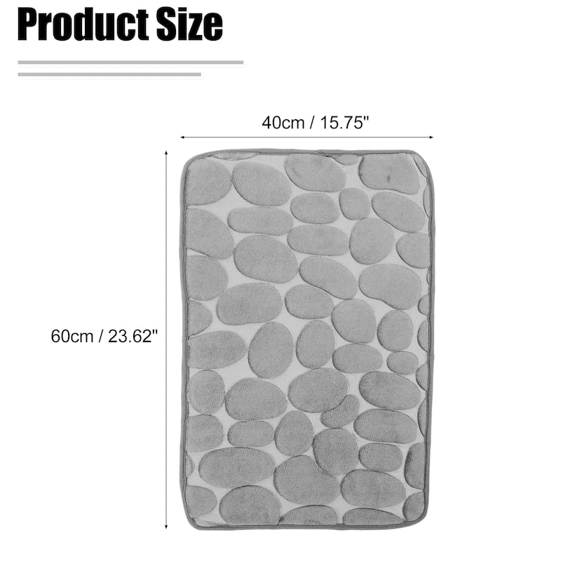 Non Slip Bathroom Rugs Bath Mat, Polyester Bath Mat, Machine Washable Gray 23.62"x15.75" Cobblestone Pattern
