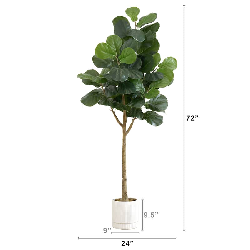 6' Artificial Fiddle Leaf Fig Tree with White Decorative Planter