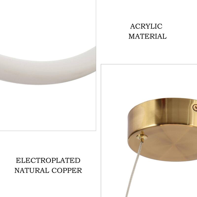 21.5 " Modern Integrated LED Chandelier White Gold Pendant Light for Dining Room