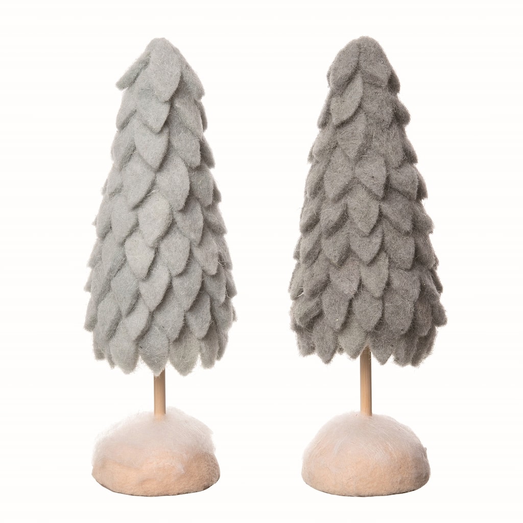 Transpac Large Felt Layered Tree Decor Set of 2 Christmas Home Decorations