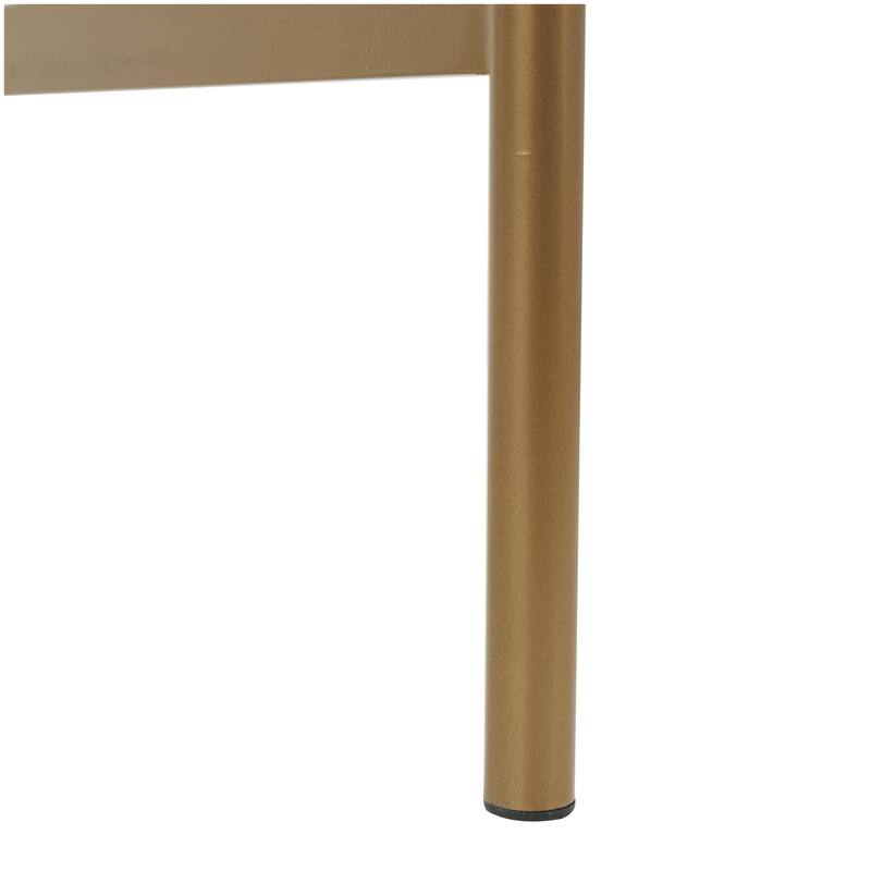 Black Wooden Rounded Rectangular Ribbed Living Room Console Table with Gold Metal Legs