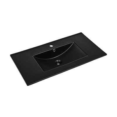 36" Vanity Sink Top In Glossy Black - 36