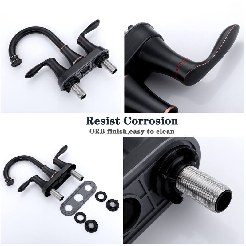 Modern 2 Handle 360 Degree Swivel Bathroom Sink Faucet with Pop Up Drain and Supply Hose, Aerator, Anti Scratch, Anti Rust