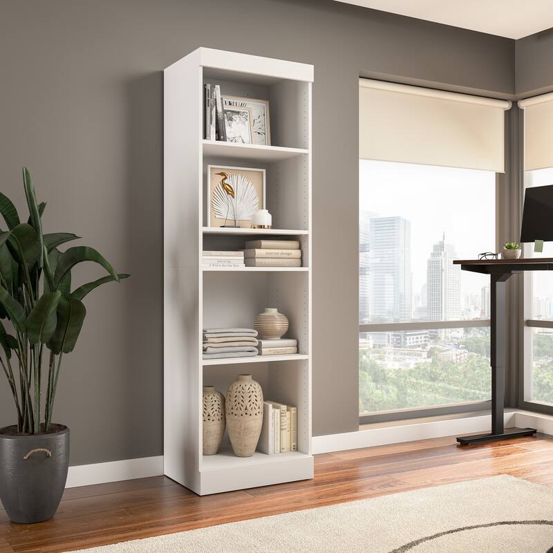 Pur 25W Closet Organizer, Tall Narrow Shelving Unit by Bestar - White