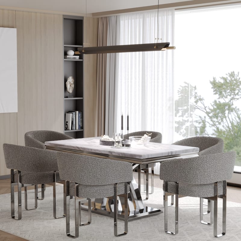 Luxury Dining Room Table Set with Armrest Dining Chairs