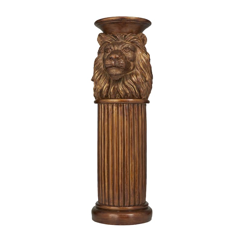 Polystone Lion Pedestal Table - Bronze - Roche River Decor - Bronze