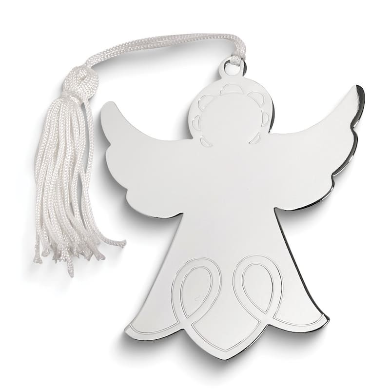 Curata Nickel-Plated White Tassel Angel Ornament