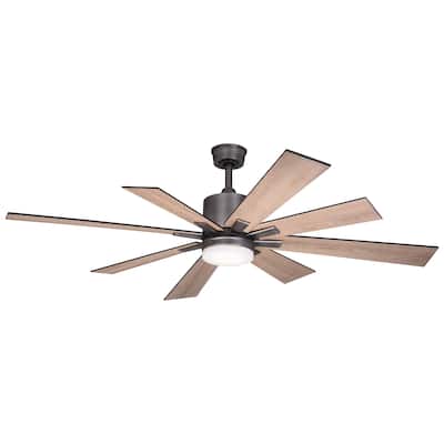 Crawford 60 in. Ceiling Fan with Reversible Blades, Dimmable LED Light Kit, Remote Control, 6 Speeds, Energy Efficient DC Motor