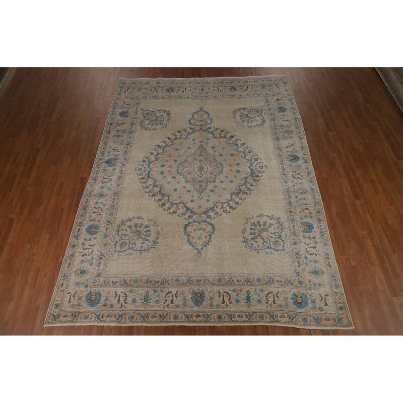 Medallion Tabriz Persian Area Rug Hand-Knotted Wool Carpet - 8'2"x 10'10"