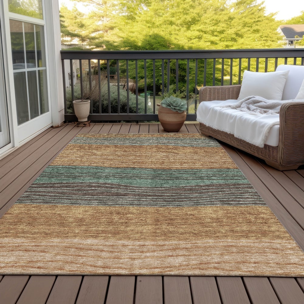Machine Washable Indoor/ Outdoor Chantille Modern Stripes Rug