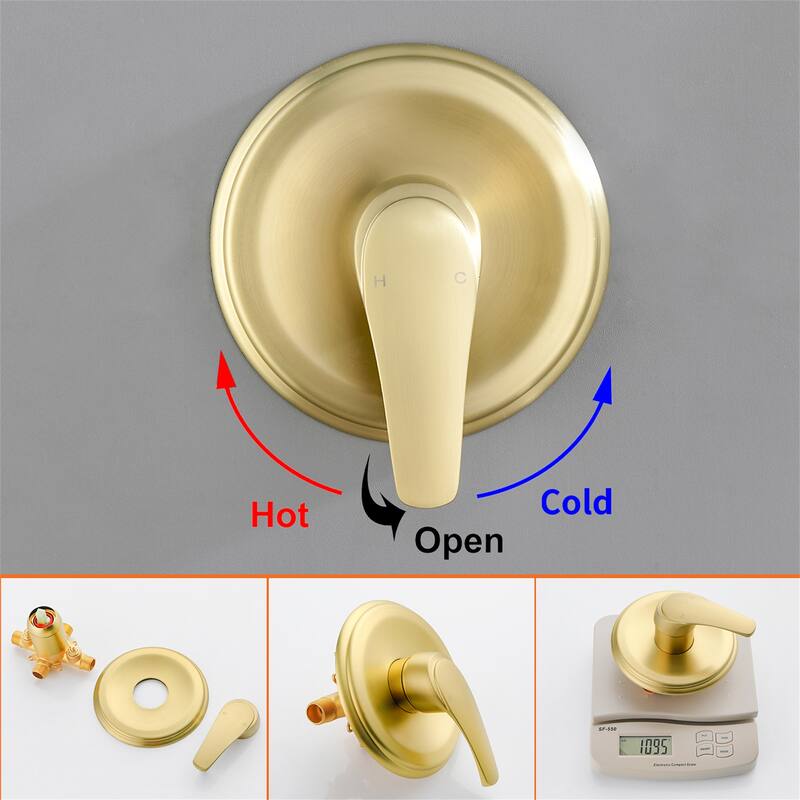 Wall Mount Shower Faucet with Hand Shower Brass 10-Setting Spray Complete Wall Mounted Shower System with Valve