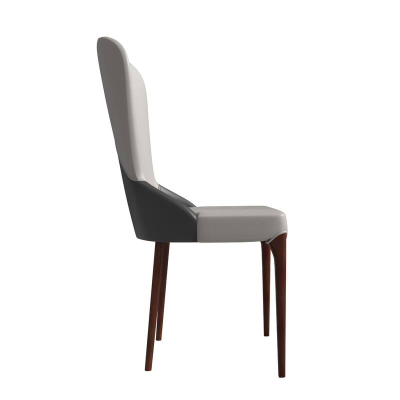 Havana Leather Upholstered Solid Wood Dining Chair Two-Tone Color Design