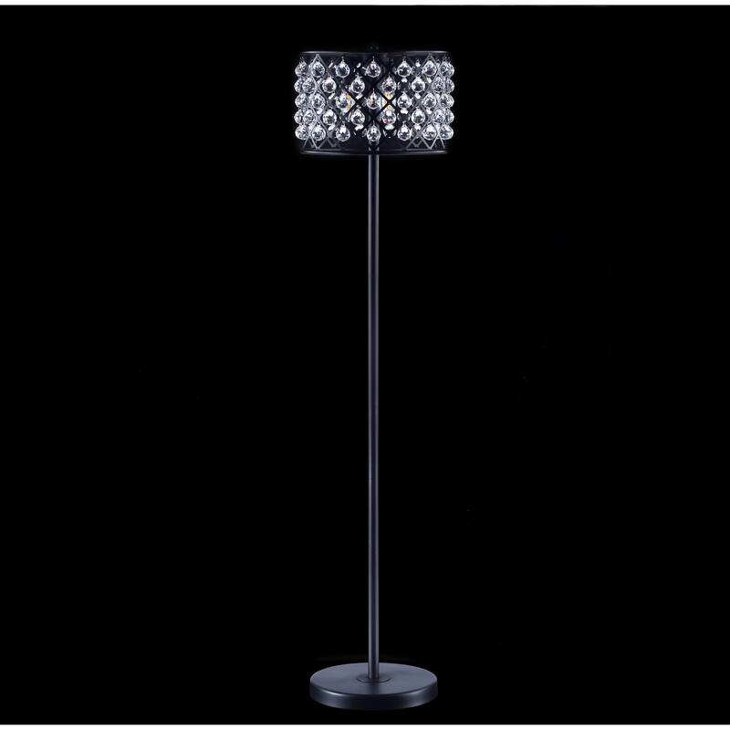 Juliette 60" Crystal/Metal LED Floor Lamp, Brass Gold/Clear by JONATHAN Y