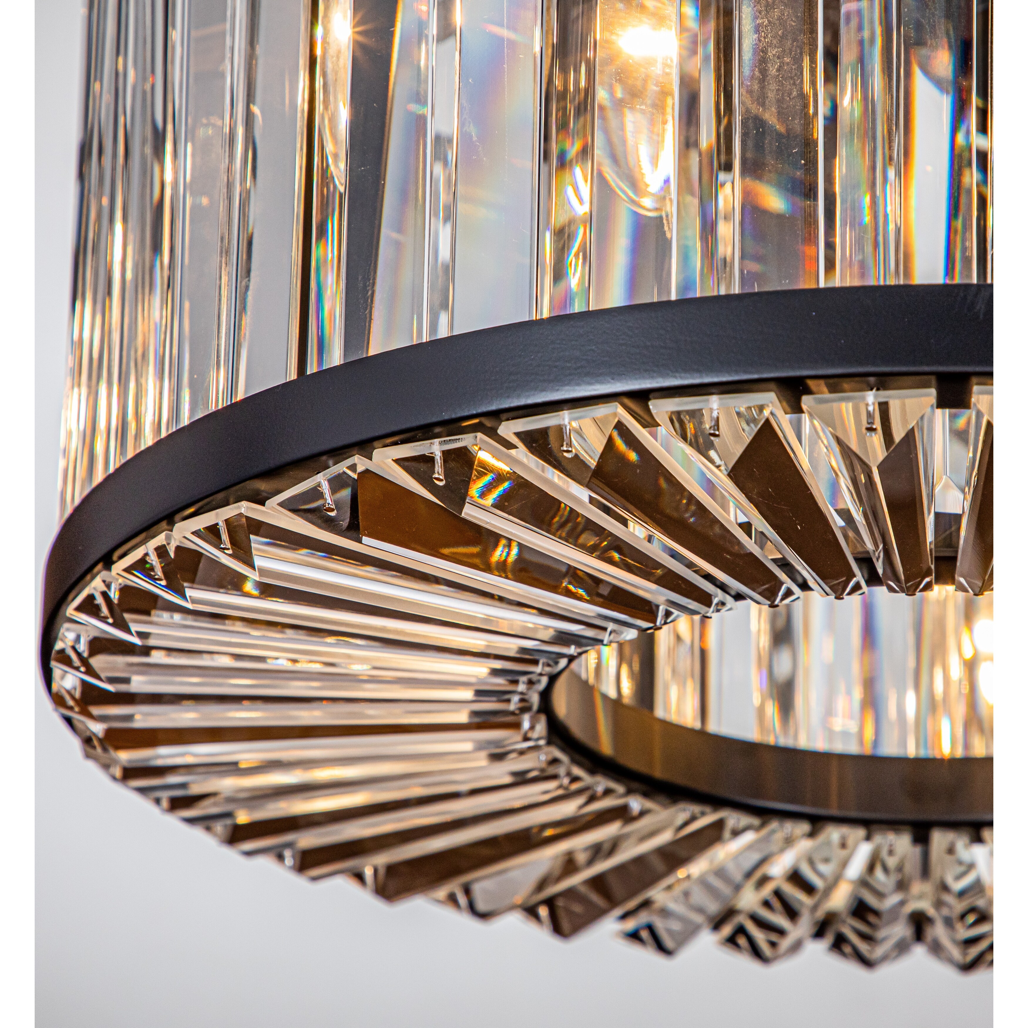 4 Light Modern Black And Round Lantern Drum Chandelier With