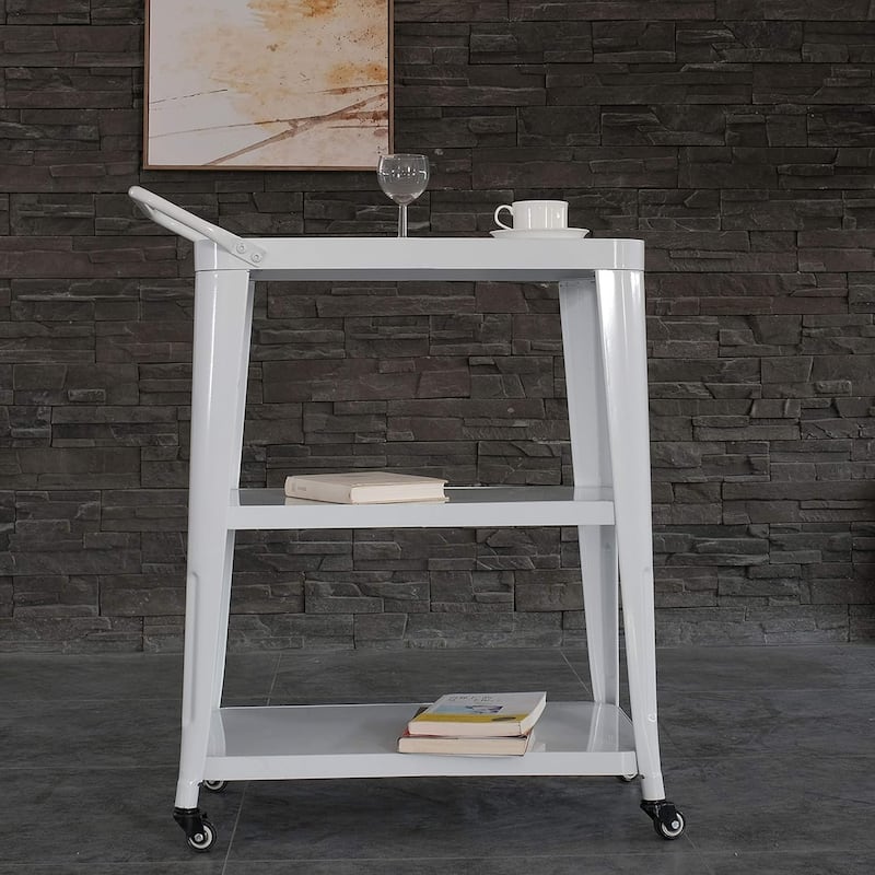 3-Tiered Metal Frame,Industrial Dining Cart with Swivel Wheels
