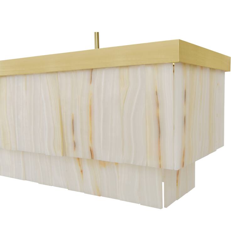 Beacon Lighting Elora 7 Light Rectangle Pendant with Jade Stone - Brass