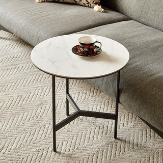 GDF Studio - Lorent Modern Round Side Table with Sintered Stone Top
