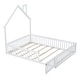 preview thumbnail 6 of 10, Full Size House Kids Bed with Guardrail - Sturdy Pine Wood Frame, White