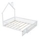 preview thumbnail 21 of 28, Full Size House Shaped Platform Bed with 12" Guardrail, Pine Wood Kids Bed Frame and Rustic Design for Bedroom, Natural Finish