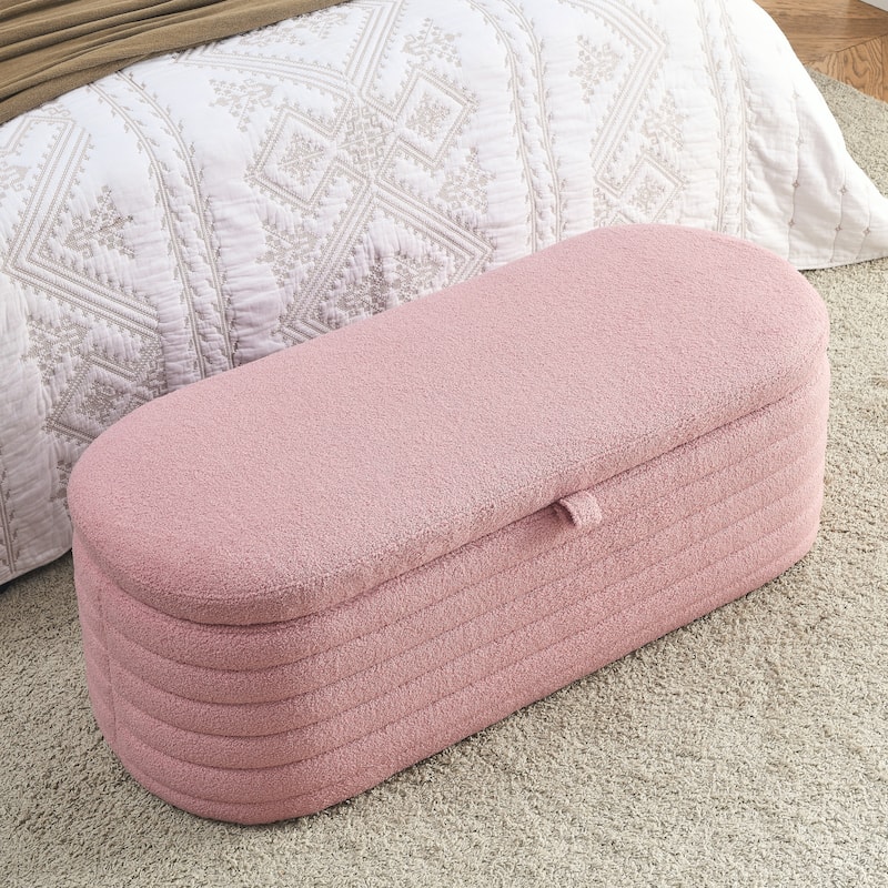 Length 45.5 inchesStorage Ottoman Bench with Safety Hinge