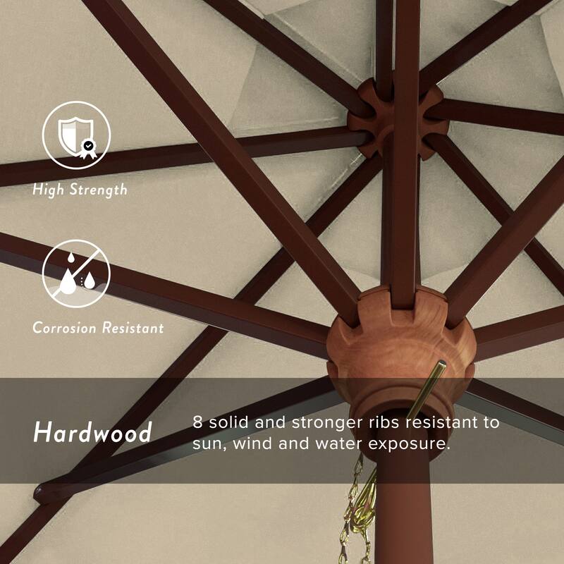 California Umbrella 9-ft. Round Marenti Wood-framed Olefin Patio Umbrella (No Base)