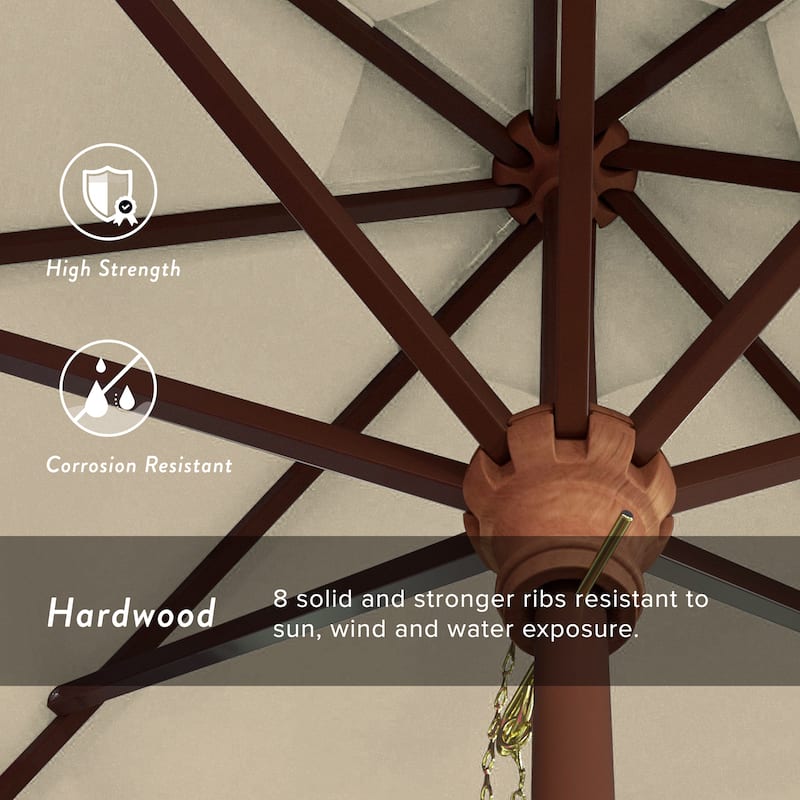 Port Lavaca 7.5ft Round Wood Umbrella by Havenside Home, Base Not Included