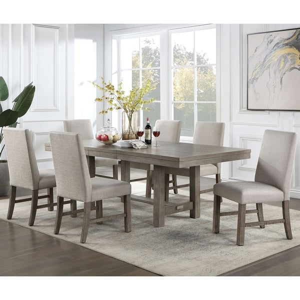 Jusk Rustic Grey Wood 7-Piece Dining Table Set by Furniture of America ...