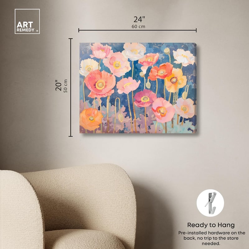 Pastel Poppies Canvas by Art Remedy, Gallery Wrapped