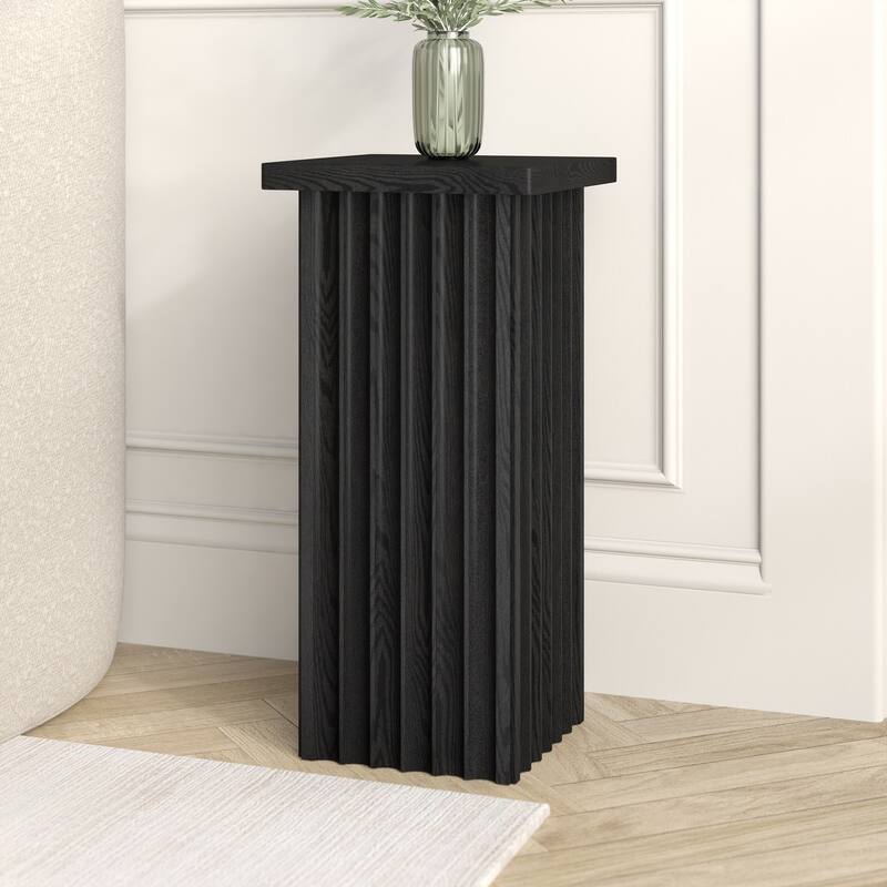 Bourne 10.75" Wide Square Fluted Side Table - 10.75" Wide