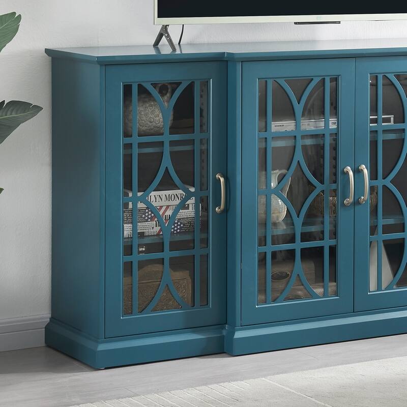 Modern Storage Cabinet with 4 Doors and 6 Adjustable Shelves for Living Room