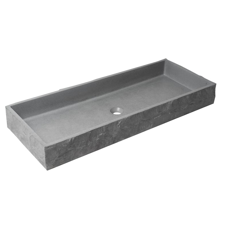 ALFI brand ABCO39TR 39" Solid Concrete Gray Matte Trough Sink for the Bathroom