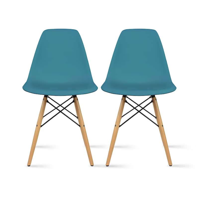 Plastic Eiffel Chairs Solid Wood Legs Molded Modern Armless Side Dining For Kitchen Work Office