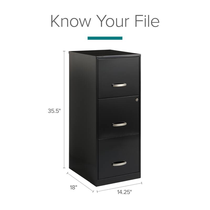 Space Solutions 3-drawer Black Steel File Cabinet