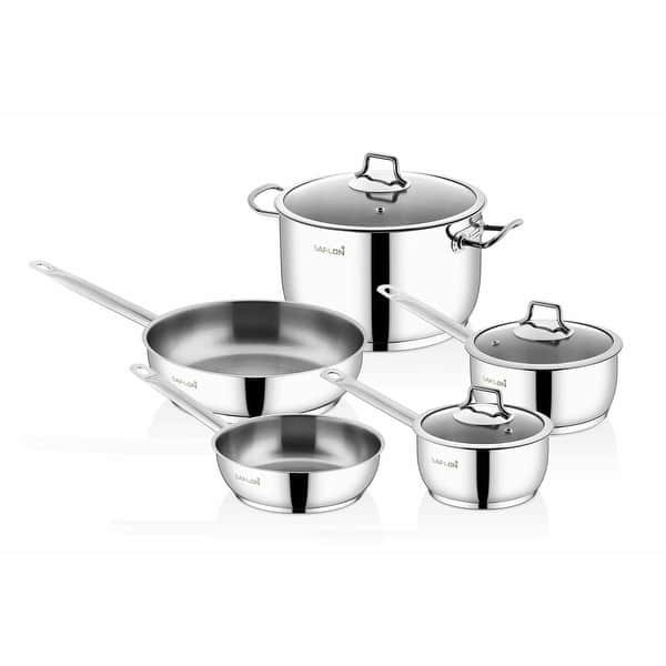 8-Piece Stainless Steel Assorted Cookware set with Glass Lids - Bed Bath &  Beyond - 32950865