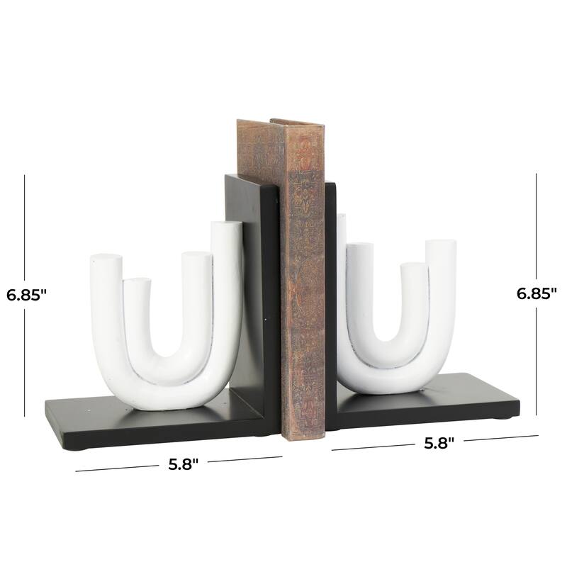 CosmoLiving by Cosmopolitan Black or White Wooden Bookends with White or Black Stands (Set of 2)