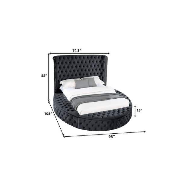 dimension image slide 3 of 8, Hazel Modern Style Queen/King Bed with USB Charger & Made with Wood