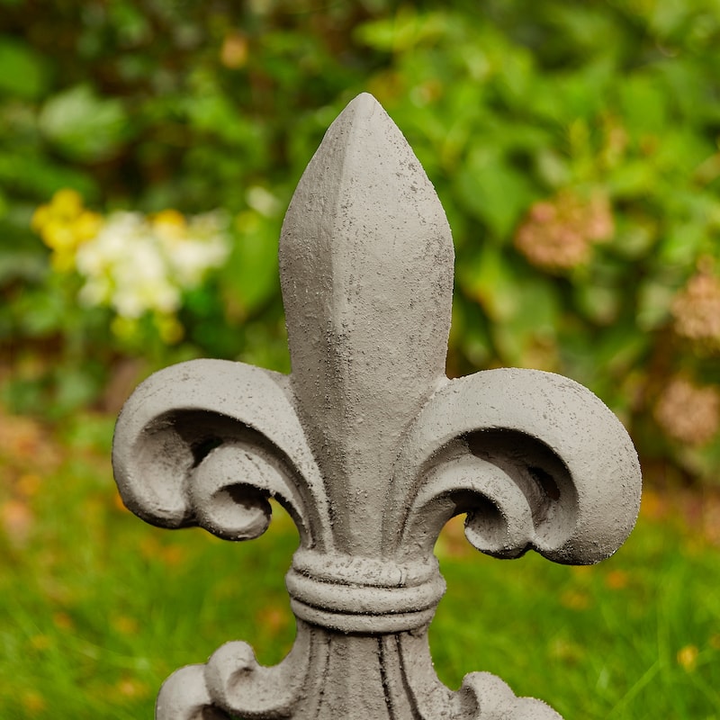 Glitzhome MGO French Holiness Fleur De Lis LYS Garden Statue Coastal Sculpture Indoor Outdoor