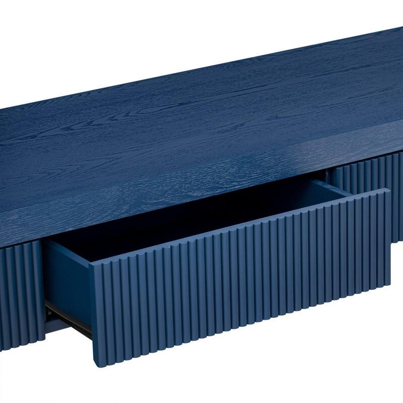 Rustic 52.9" Console Table with 3 Fluted Drawers and Solid Wood Veneer for Entryway Display and Storage