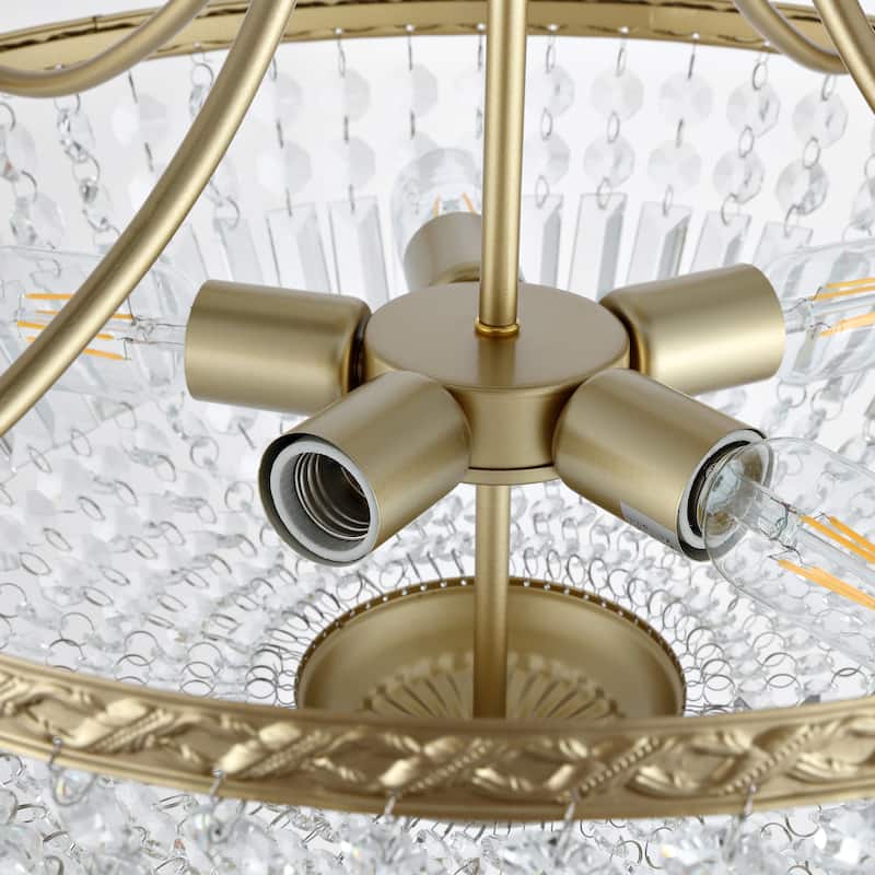 WINGBO 5-Light E26 Round Crystal Ceiling Light Fixture Semi Flush Mount - 19.5" W