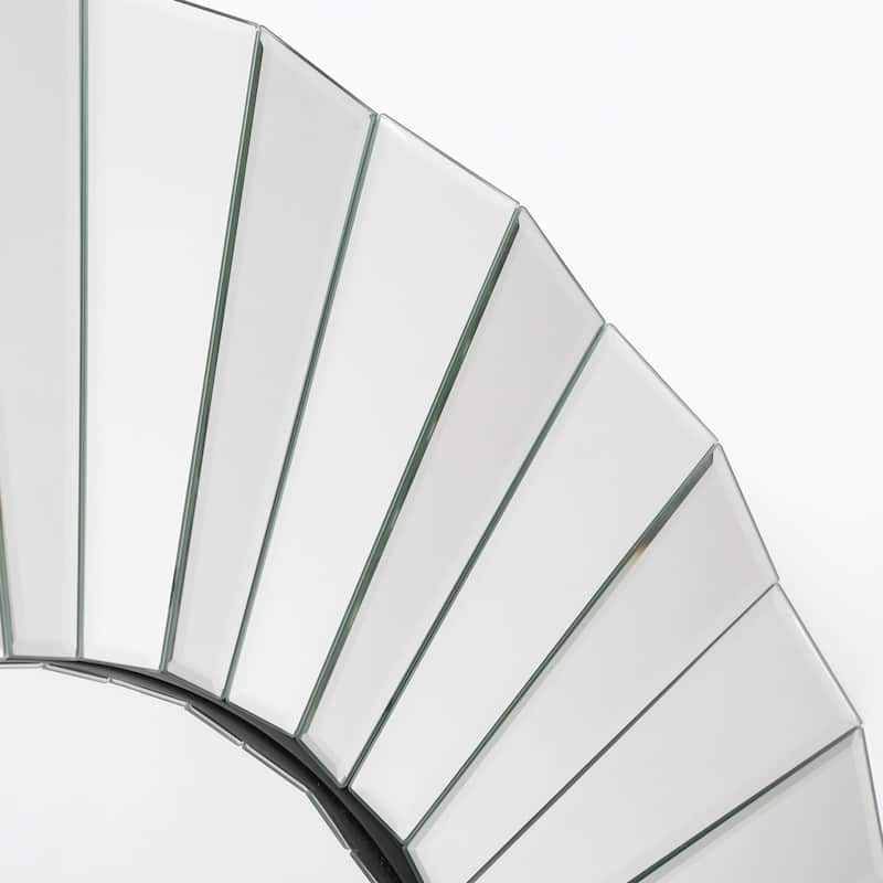 Luxury Round Beveled Large Bathroom Vanity Mirror Wall Accent Mirrors Bedroom Living / Dining Room - 35.5" D x 0.8"H - 35.5" D x 0.8"H - Grey/Silver