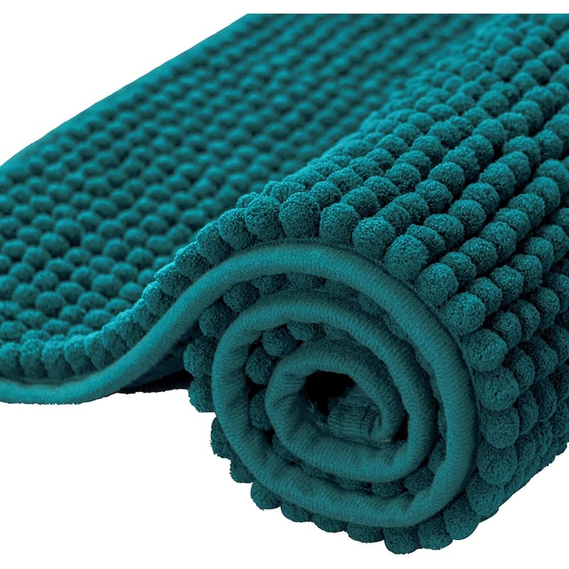 Subrtex Luxury Chenille Bath Rugs Soft Bathroom Mats - 24x60 - Teal