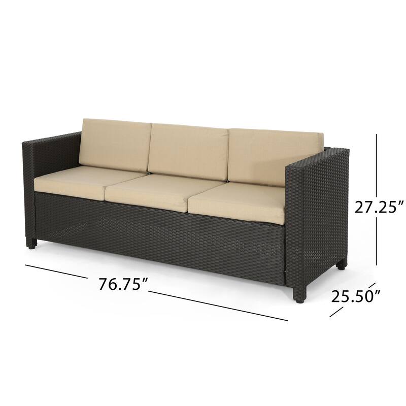 Puerta Outdoor 7-seater Cushioned Wicker Sofa Chat Set by Christopher Knight Home