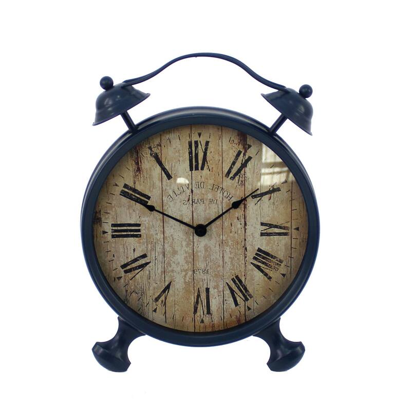 HomeRoots 3" Round Blue Glass Analog Wall Clock - 3.15