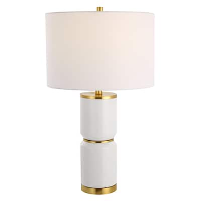 Gloss White Ceramic Table Lamp - 15"W x 26.25"H x 15"D