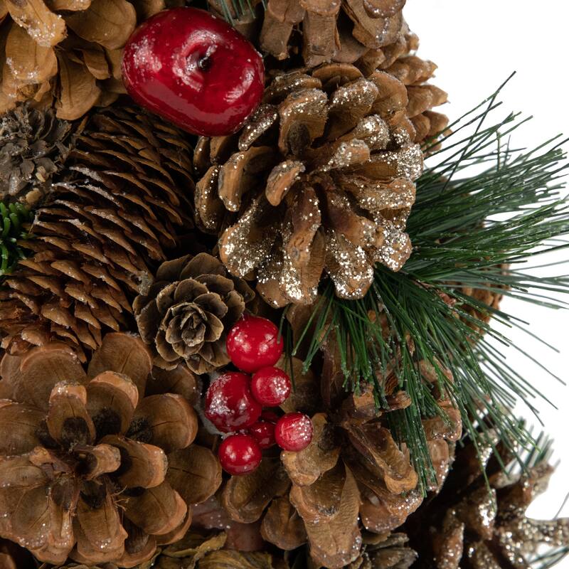 19" Pine Cone and Berries Christmas Tree Tabletop Decoration